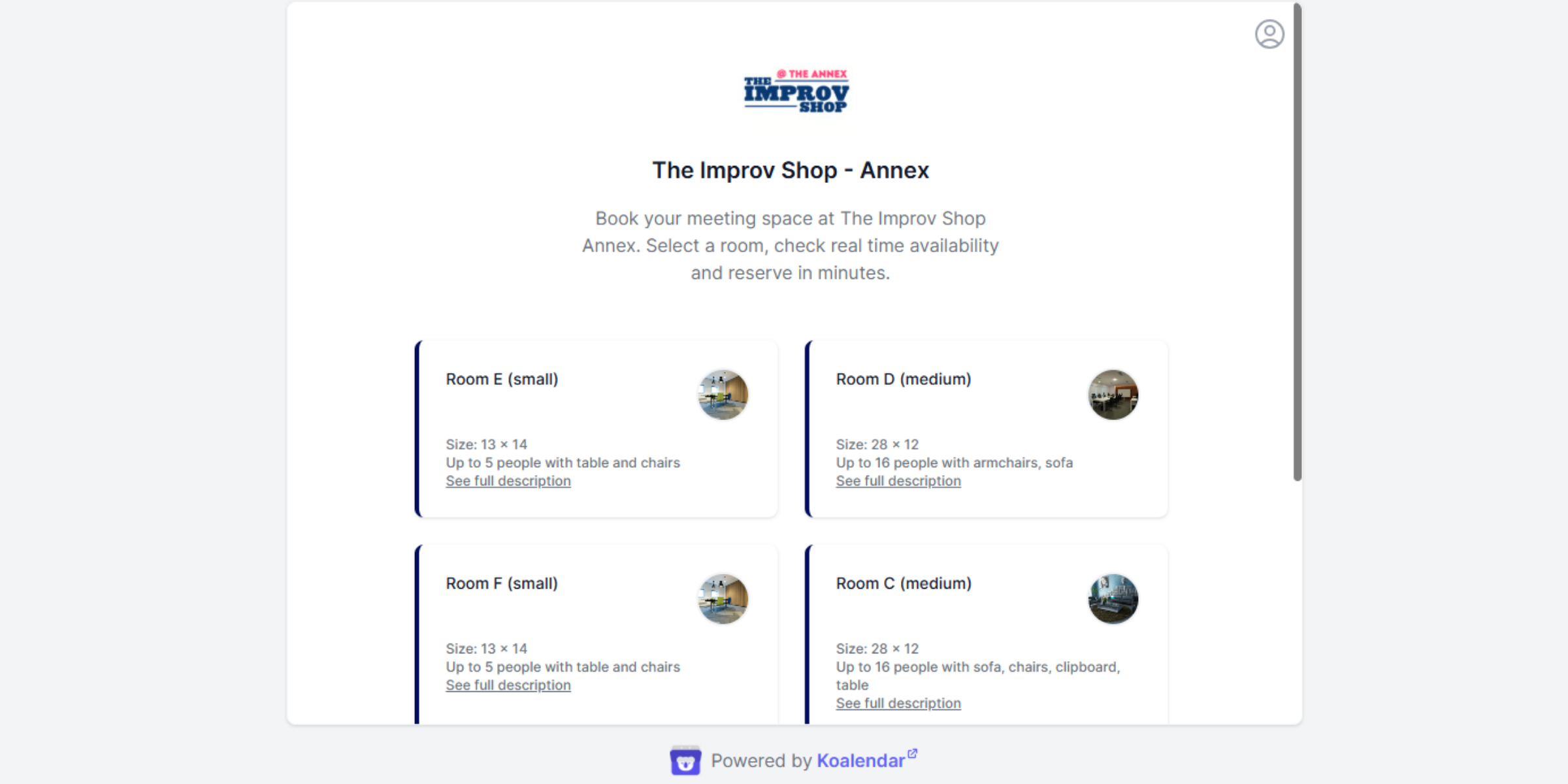 booking page of spaces to rent with good meeting room booking process